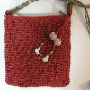 * 2/$10 Sun & Sand Red Beach Bag Crossbody Purse Charms Beads